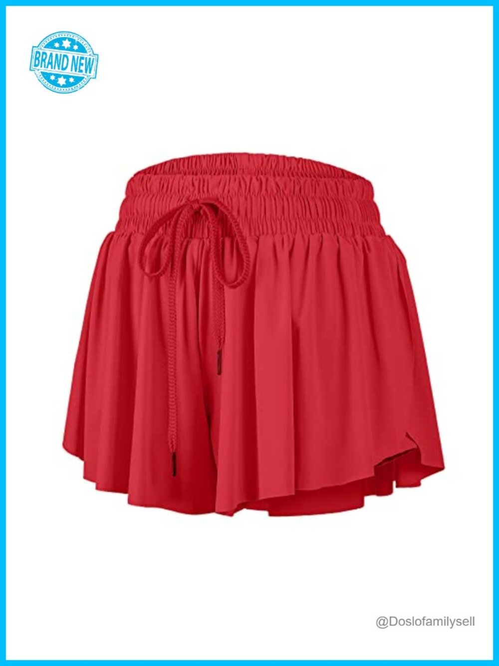Flowy High Waisted Athletic Shorts 2-in-1 Skort Nylon Elastane Summer